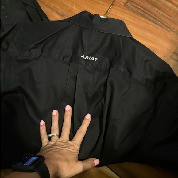 Ariat Black Logo Sleeve Button Down Shirt XXL Western Workwear Rodeo - Picture 2 of 4